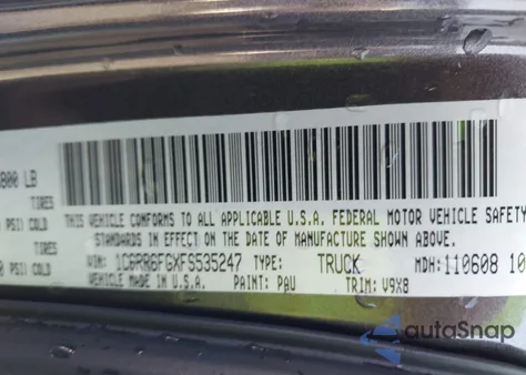 2015 Ram 1500 Tradesman from USA, damaged, VIN 1C6RR6FGXFS535247